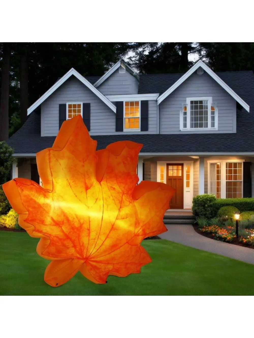 7ft LED Maple Leaf Inflatable - Fall Yard Decoration for Thanksgiving & Autumn